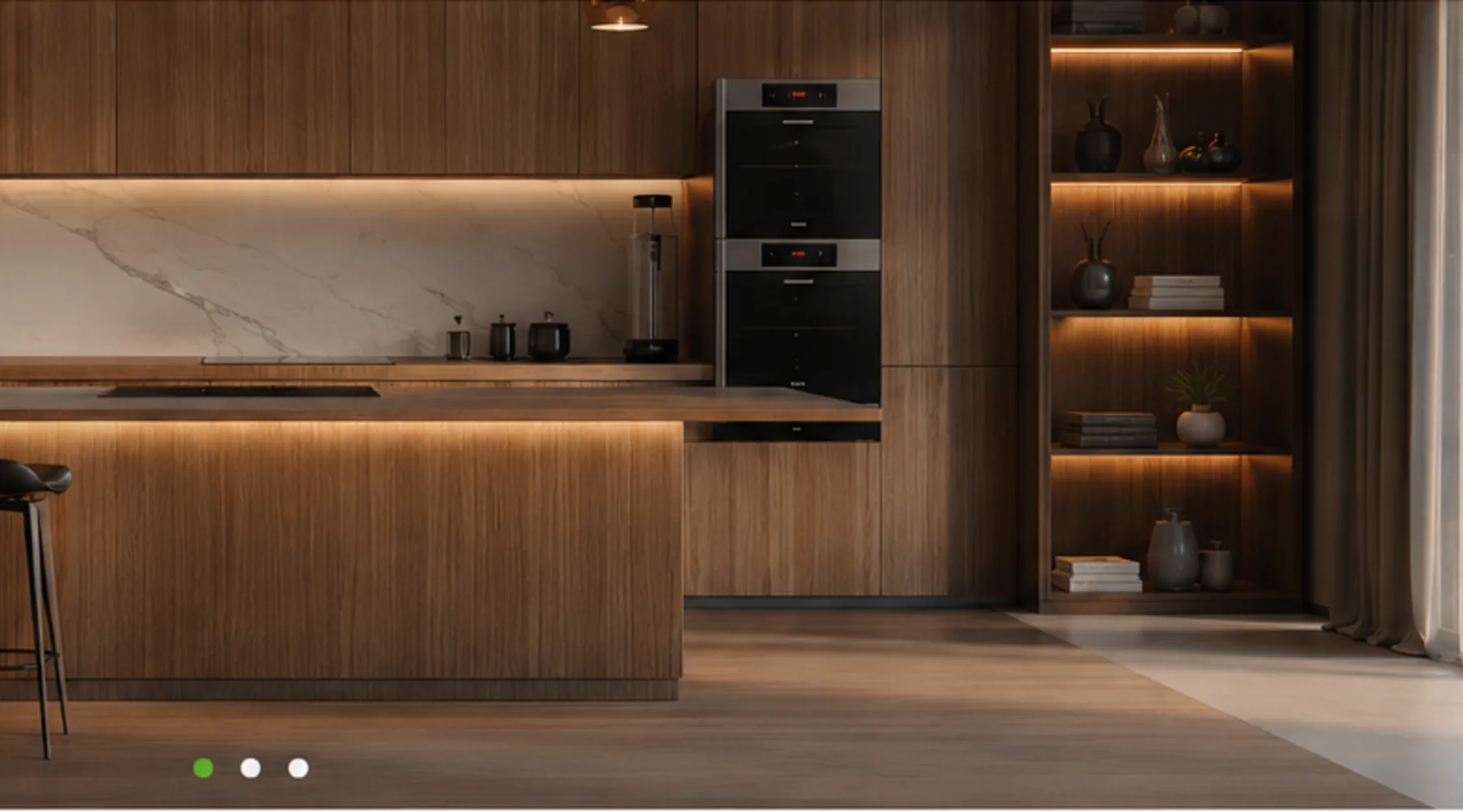 Modern interior finished with wood panels