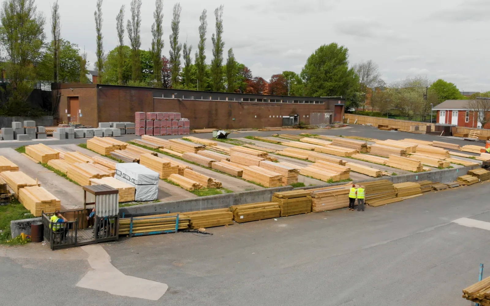 Timber stacked in a yard